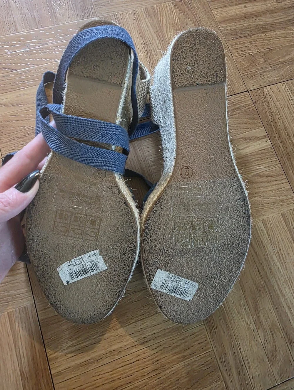 Blue denim wedge sandals with adjustable straps #wedges #denim